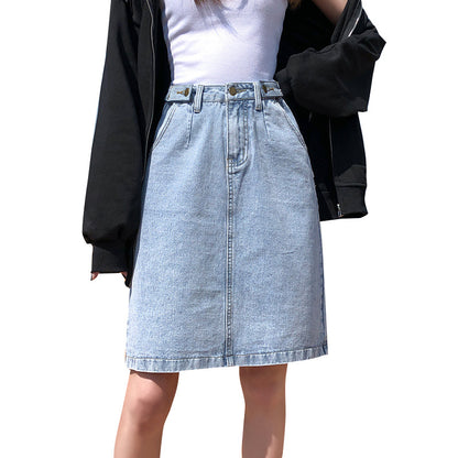 Half Skirt Bag Hip Apricot Bag Skirt Mid-length Skirt