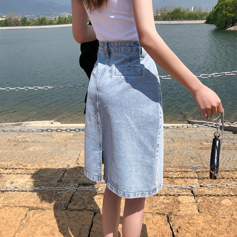 Half Skirt Bag Hip Apricot Bag Skirt Mid-length Skirt