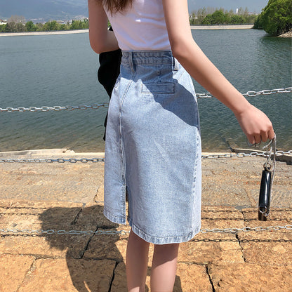 Half Skirt Bag Hip Apricot Bag Skirt Mid-length Skirt