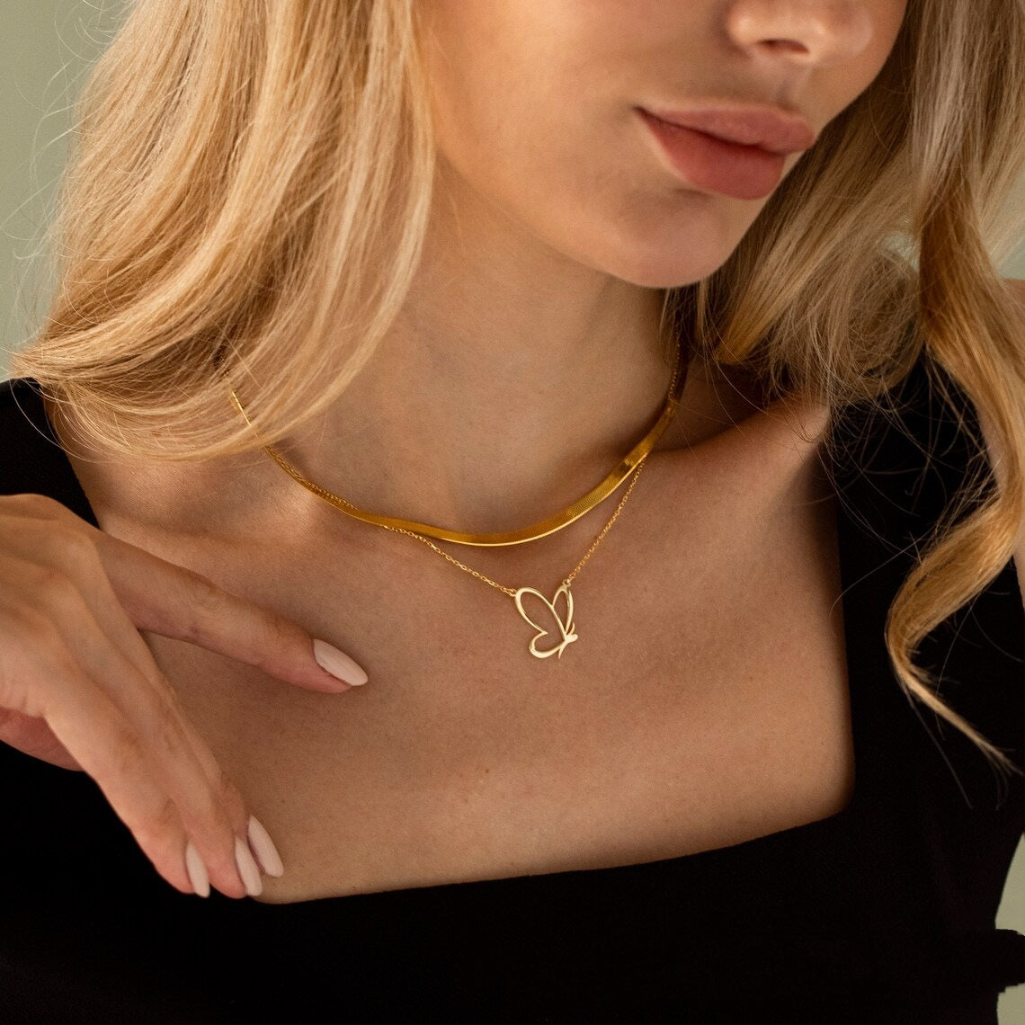 Cute Butterfly Necklace Stainless Steel Geometric Clavicle Chain