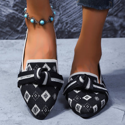 Womens Comfortable Non-slip Bow-tie Loafers