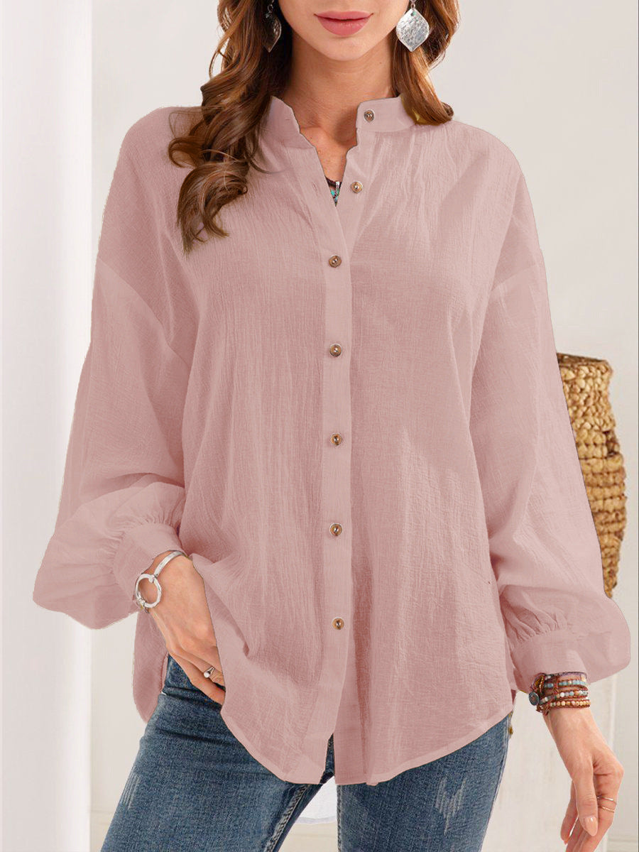 New Style Long-sleeved Shirt Cotton Linen Shirt Cardigan Women