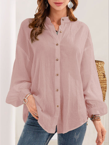 New Style Long-sleeved Shirt Cotton Linen Shirt Cardigan Women
