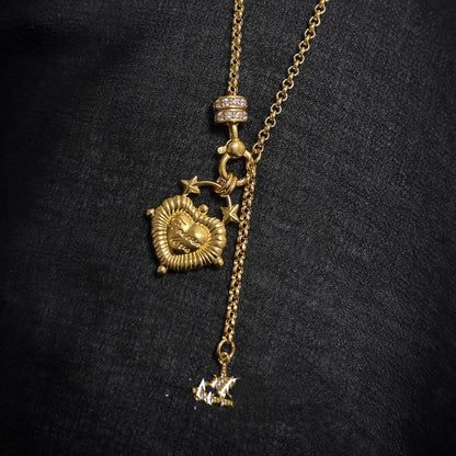 Vintage Solid Heart Pendant Tassel Necklace