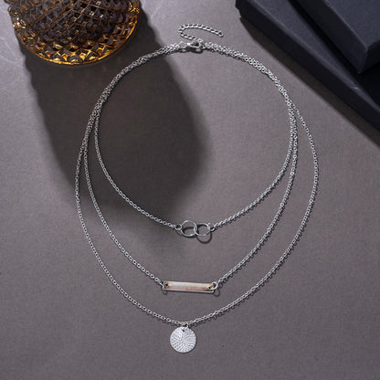 Fashionable Minimalist Multi-layer Rectangular Pendant Necklace
