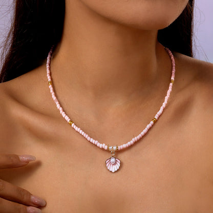 Bohemian Nautical-Style Shell And Pearl Necklace