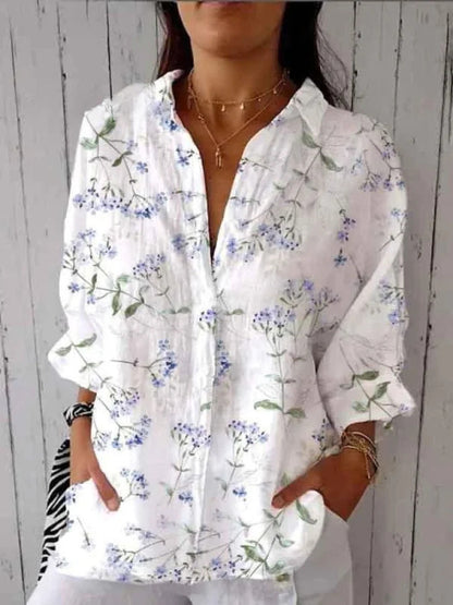 Women's Creative Fashion 3D Printing Lapel Casual Shirt