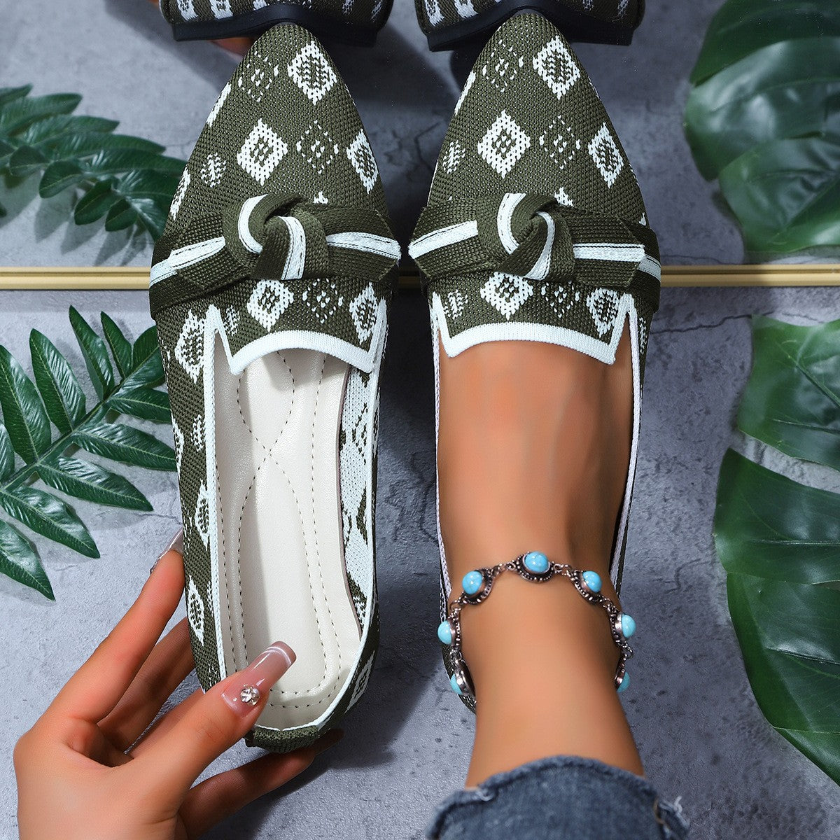 Womens Comfortable Non-slip Bow-tie Loafers