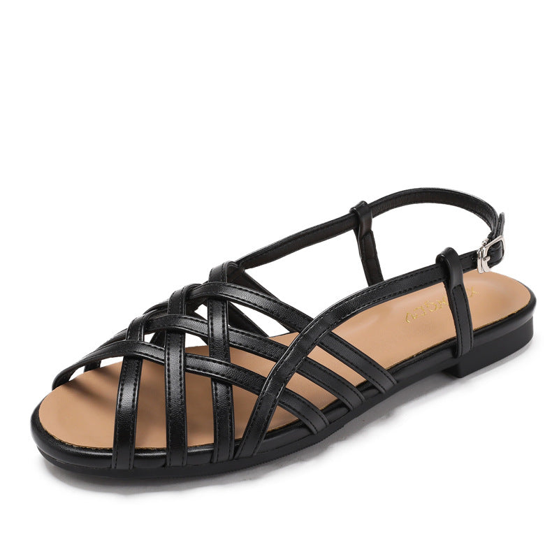Womens Fashionable Woven Soft-soled Openwork Sandals