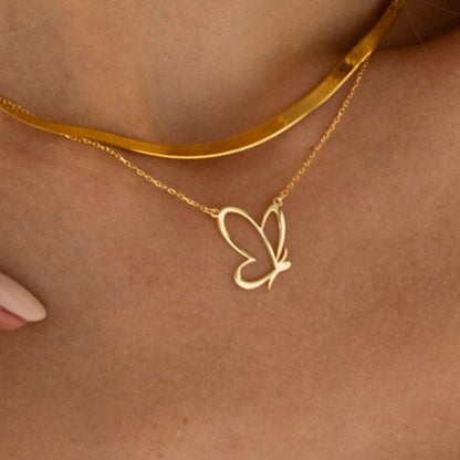 Cute Butterfly Necklace Stainless Steel Geometric Clavicle Chain