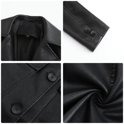 Long Leather Trench Coat Fashionable Outerwear For Women