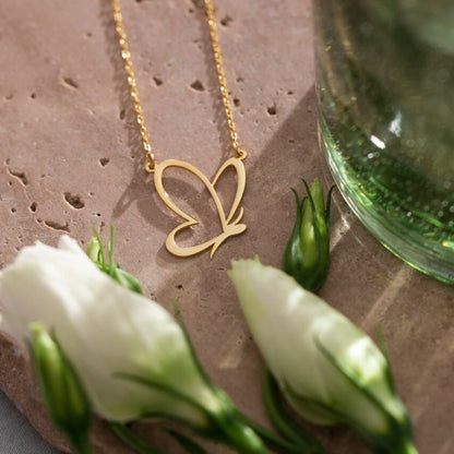 Cute Butterfly Necklace Stainless Steel Geometric Clavicle Chain