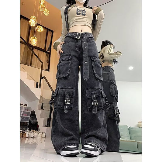 Womens Straight-leg Wide-leg Casual Pants