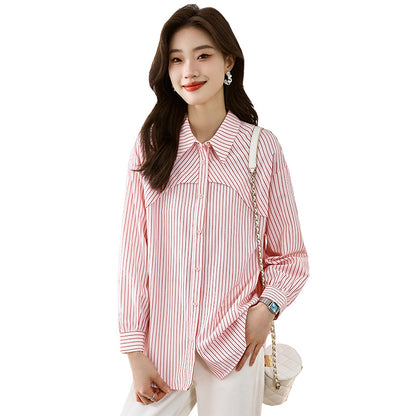 French Striped Shirt Top For Women