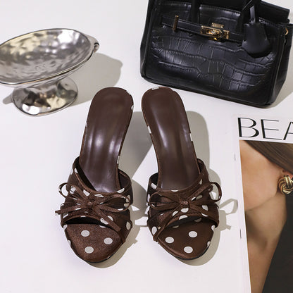 Elegant Cutout Mesh Sandals With A Bow Detail