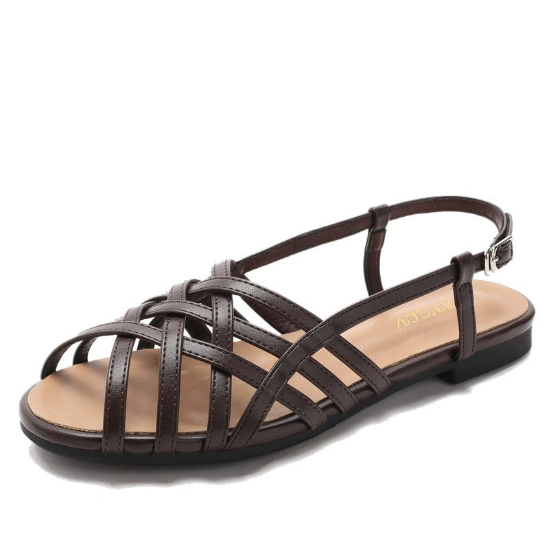 Womens Fashionable Woven Soft-soled Openwork Sandals