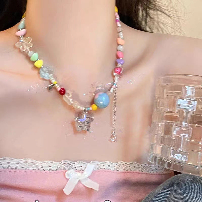 Candy Colored Dopamine Necklace Versatile For Women