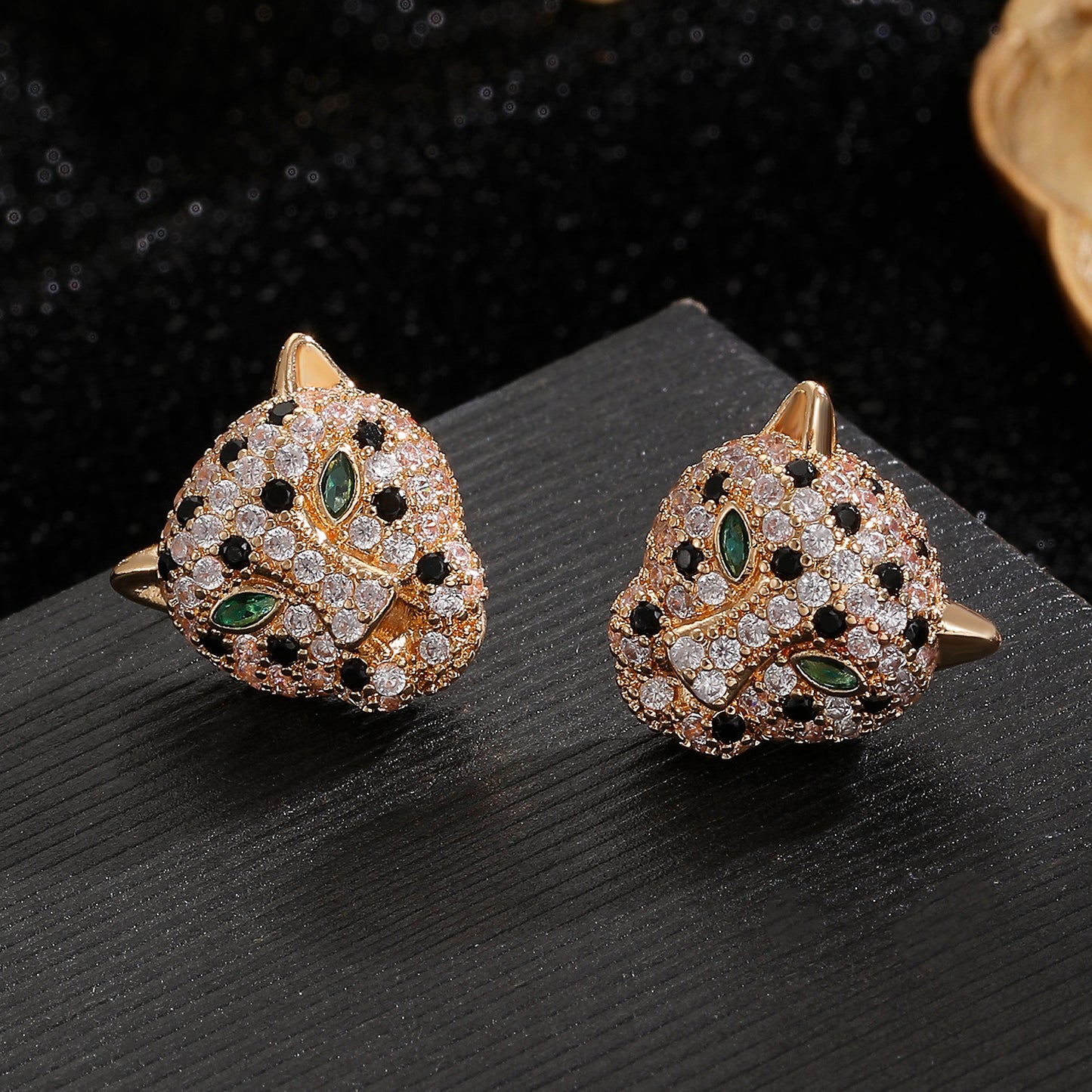 Hip Hop Leopard Head Pendant Earring Necklace Set